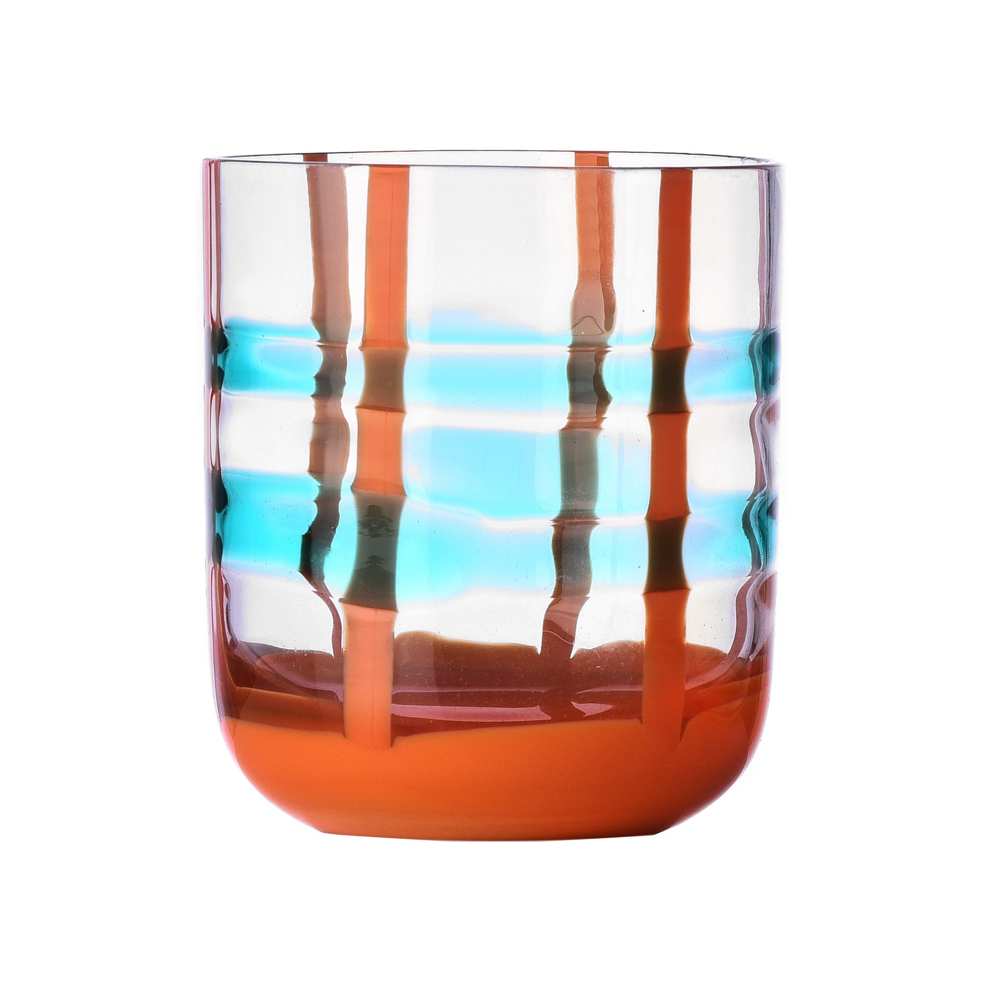 Water glass, 3.5 inches, turquoise/orange, Gesti by Margherita Rui - ICHENDORF