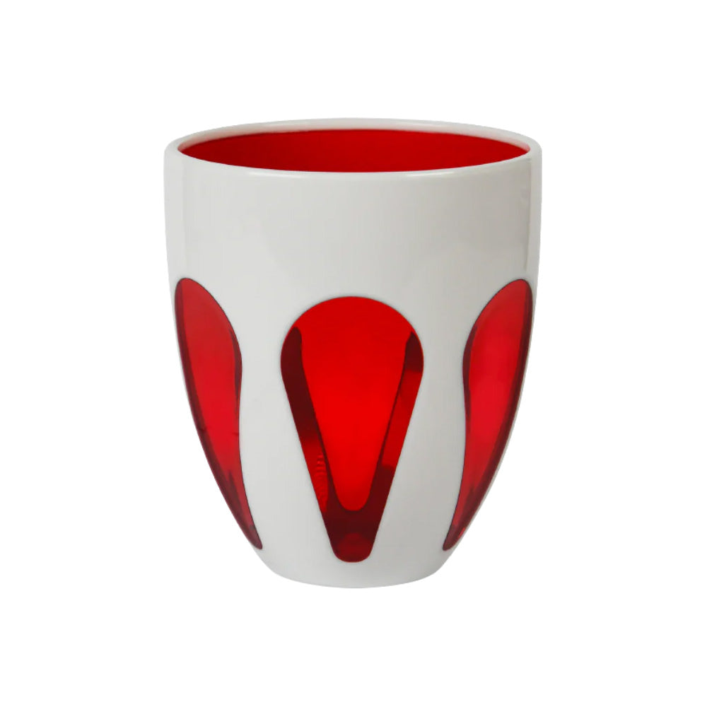 Water Glass, White/Red Acrylic Aqua - BACI MILANO