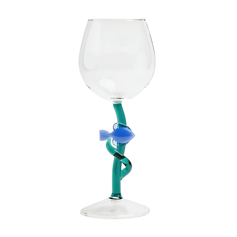 Wine glass, blue fish, Marine Garden by Alessandra Baldereschi - ICHENDORF