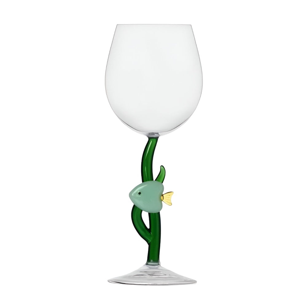 Wine glass, green fish, Marine Garden by Alessandra Baldereschi - ICHENDORF