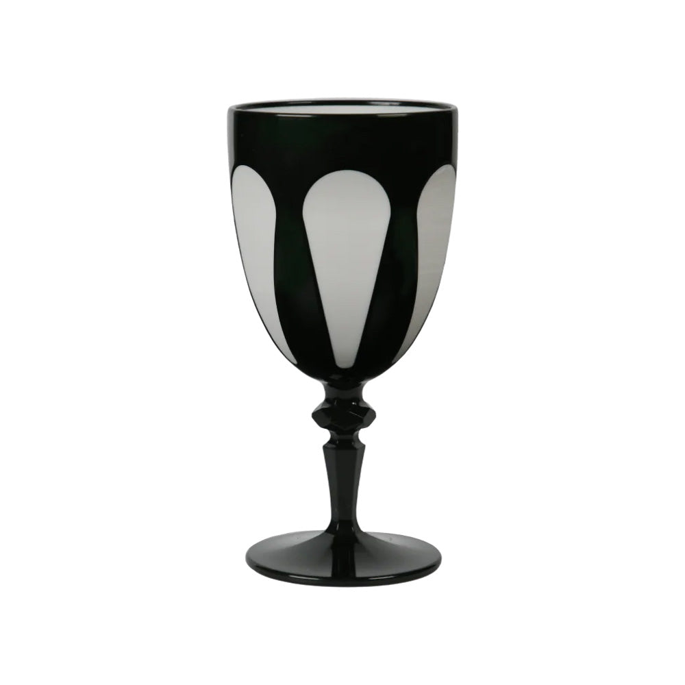 Wine glass, black/white acrylic, Aqua - BACI MILANO