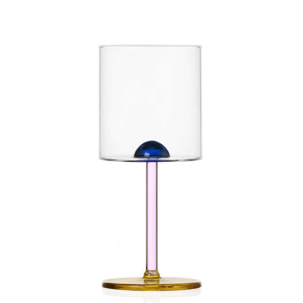 Wine glass, with pink stem, Luna - ICHENDORF