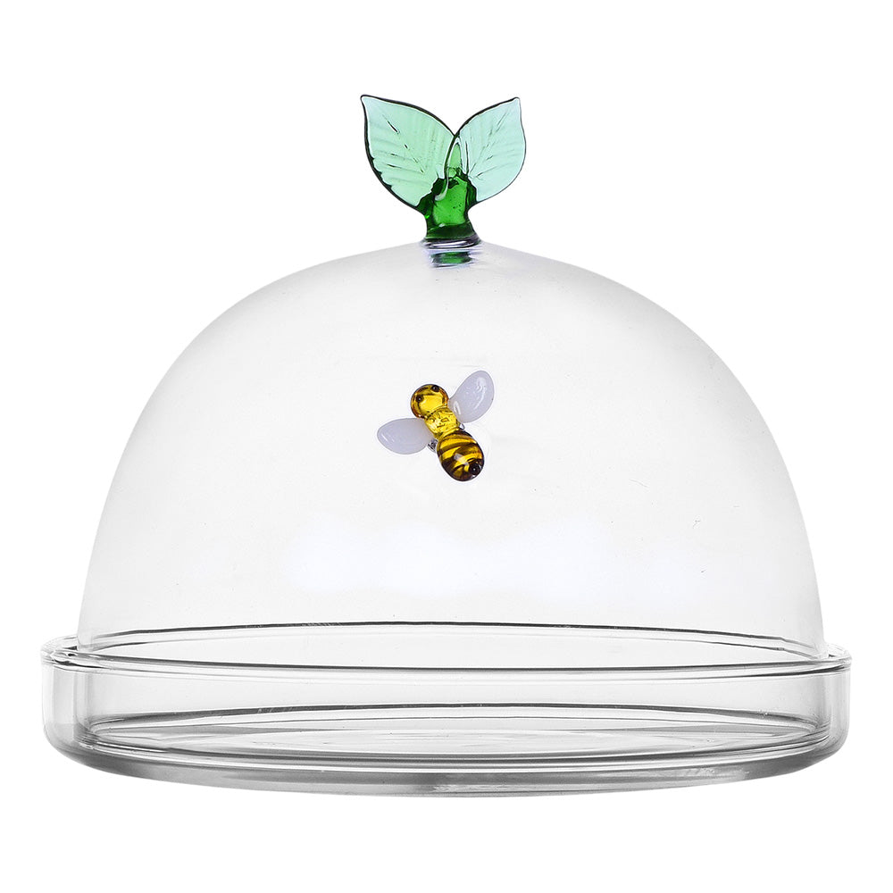 Dome Plate with Bee and Leaf, Garden Picnic by Alessandra Baldereschi - ICHENDORF