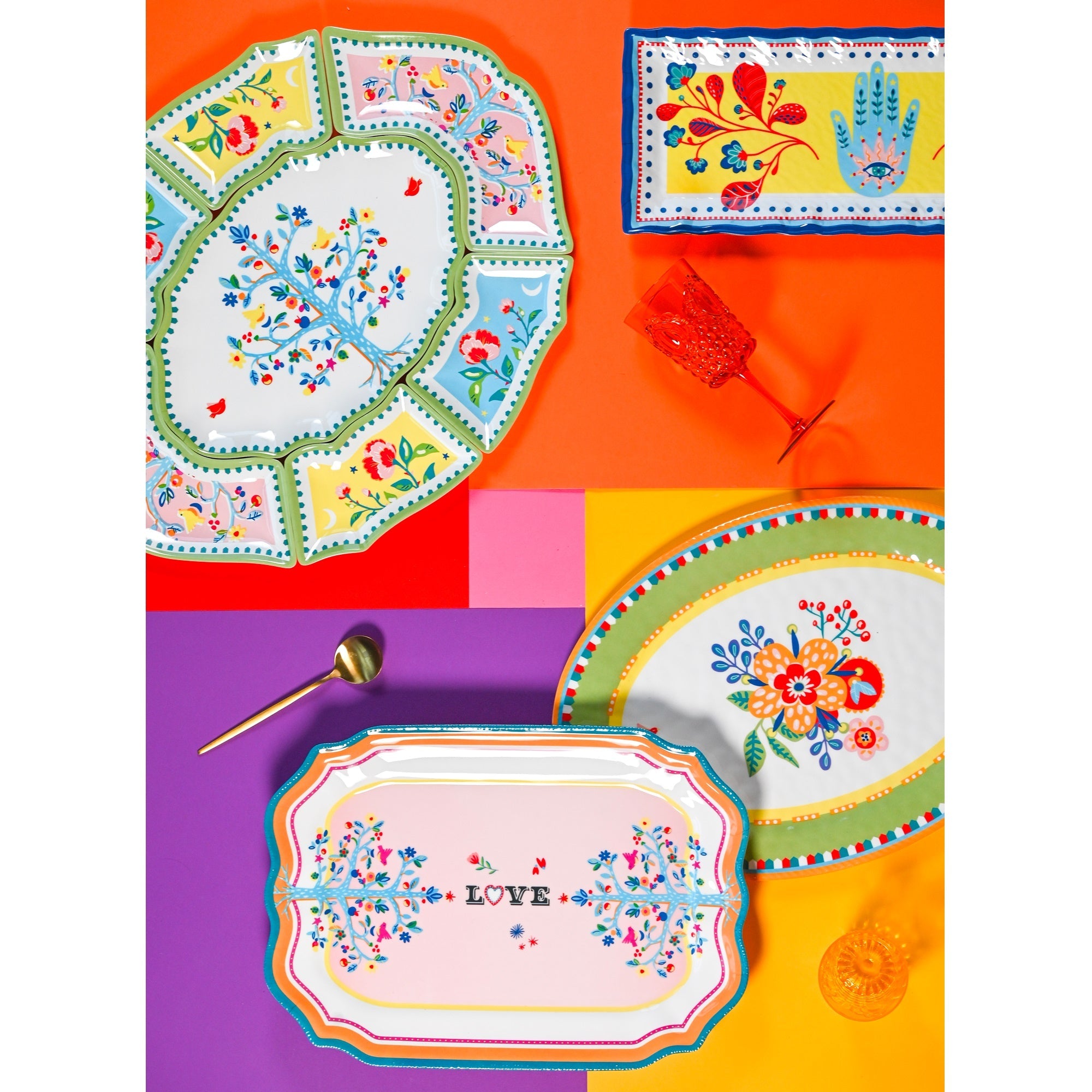 Oval platter, melamine, 19.7x13.8 inches, Mamma Mia - BACIMILANO