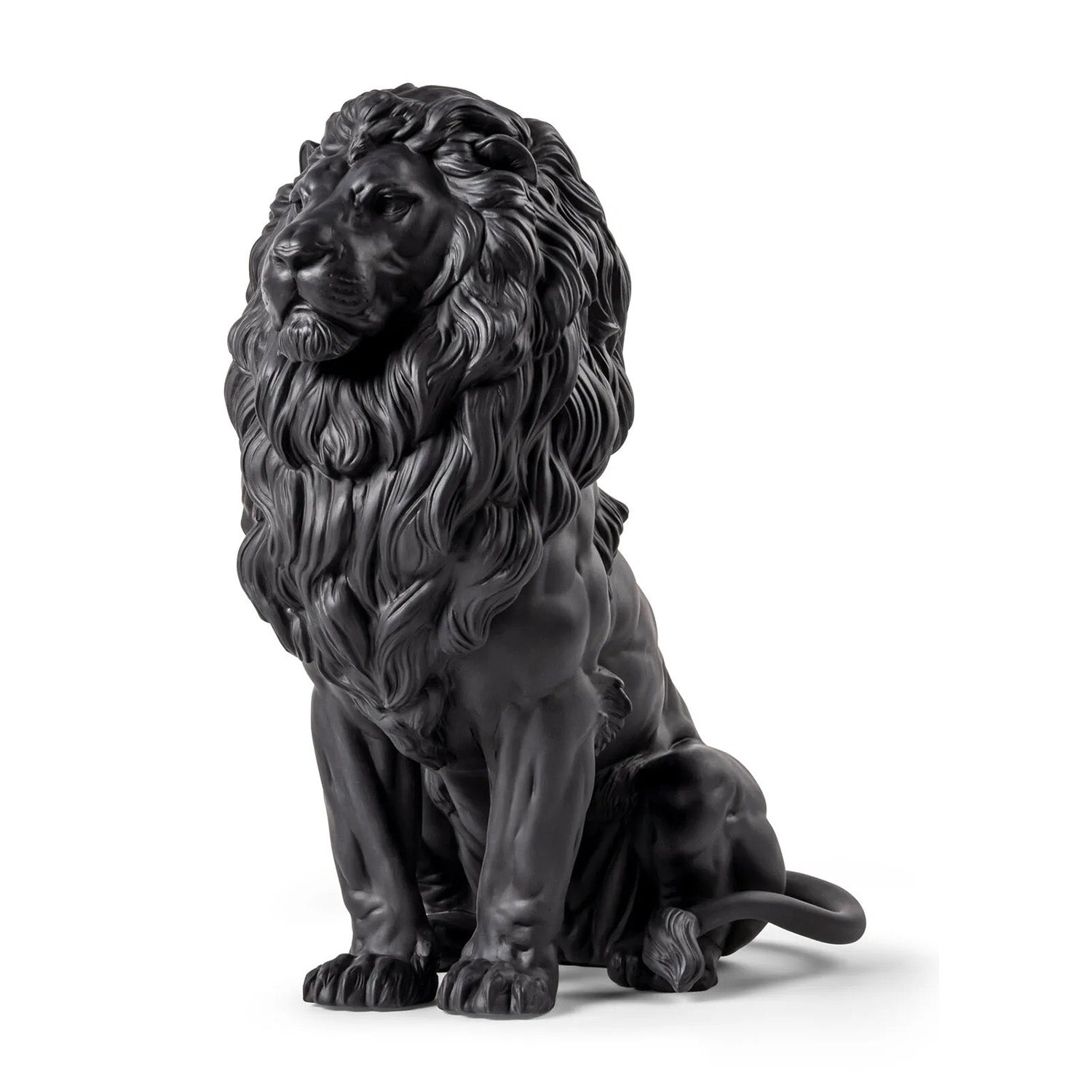 Porcelain sculpture, Matt Black, 16.9 inches, Majestic Lion by Raul Rubio - LLADRO