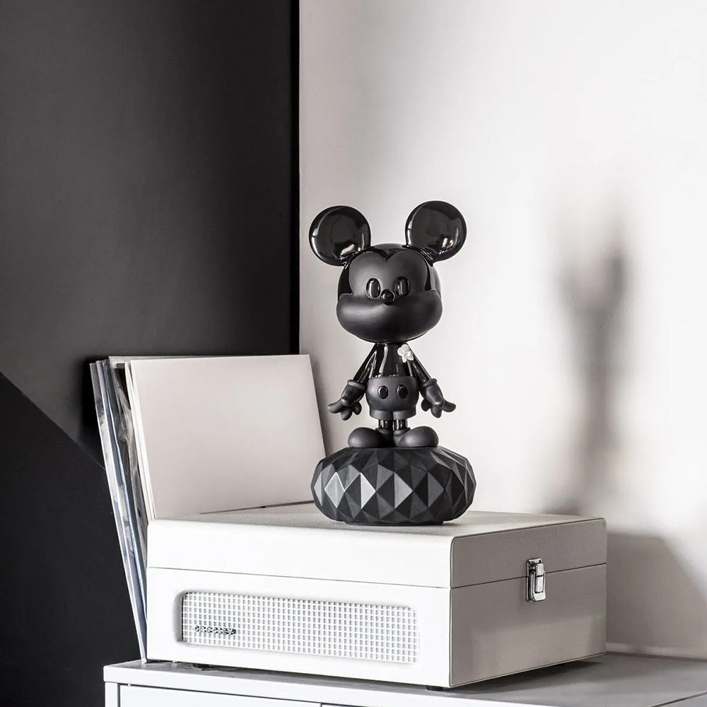 Porcelain sculpture Mickey Mouse Total Black by Eva Maria Cuerva - LLADRO