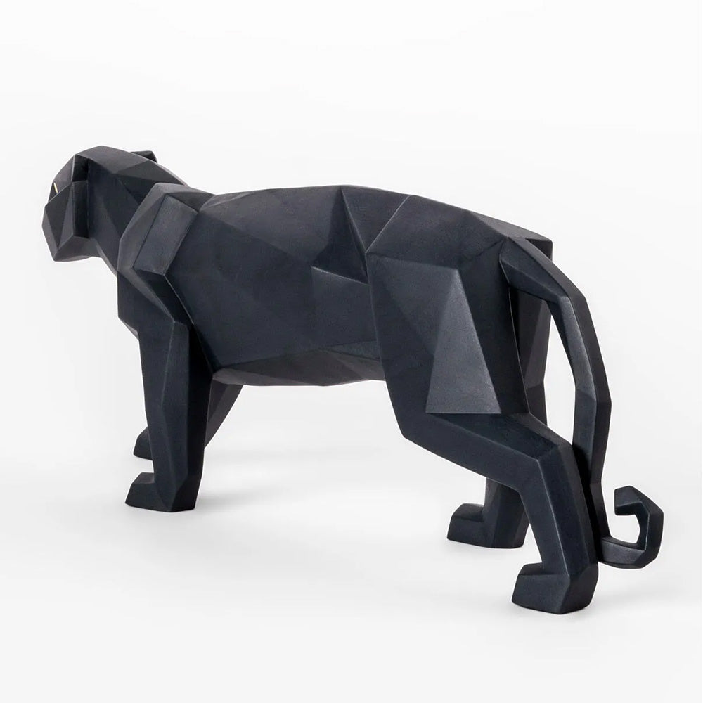Porcelain sculpture, Panther Matt Black, Origami - LLADRO