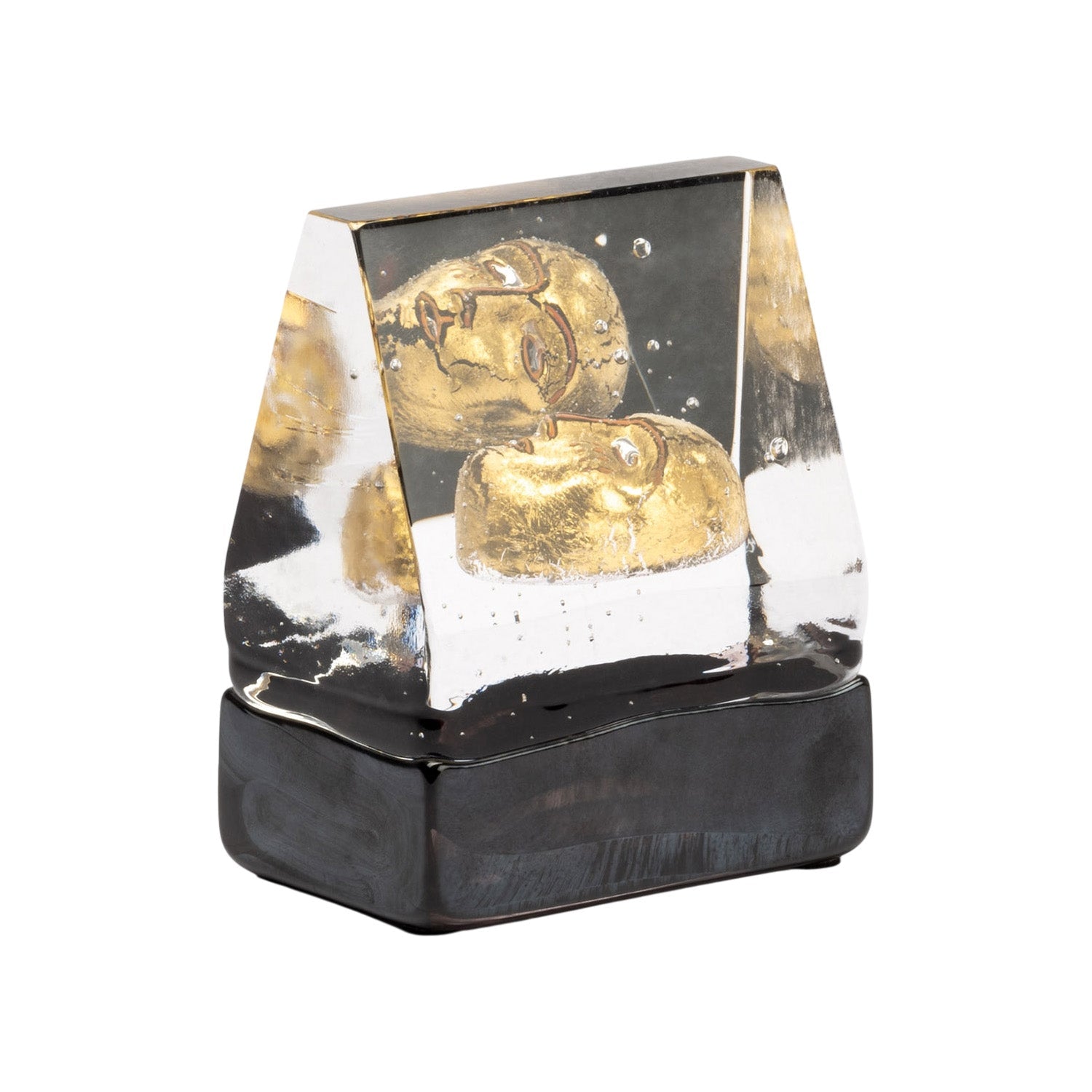 Glass sculpture, Black Elements, House of Mistery Gold by Bertil Vallien - KOSTA BODA