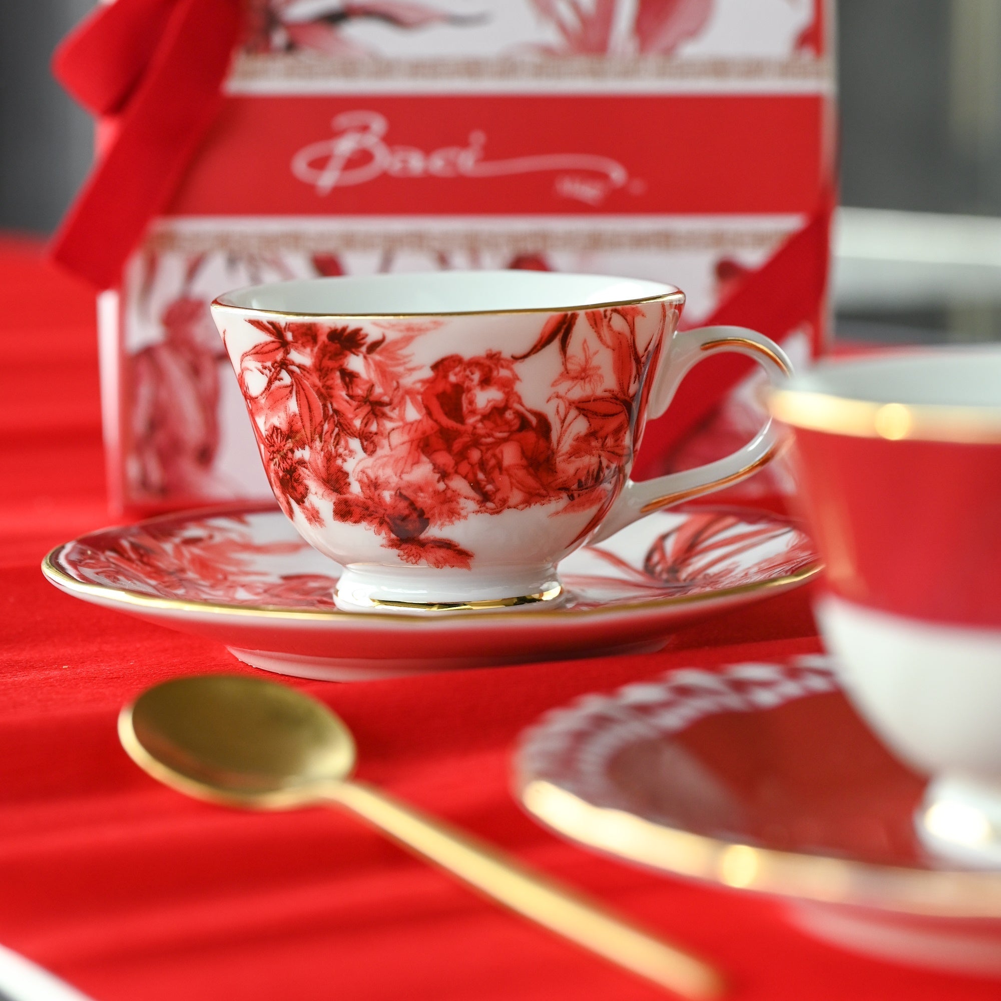 Set of 2 coffee cups and saucers, porcelain, Le Rouge -  BACI MILANO
