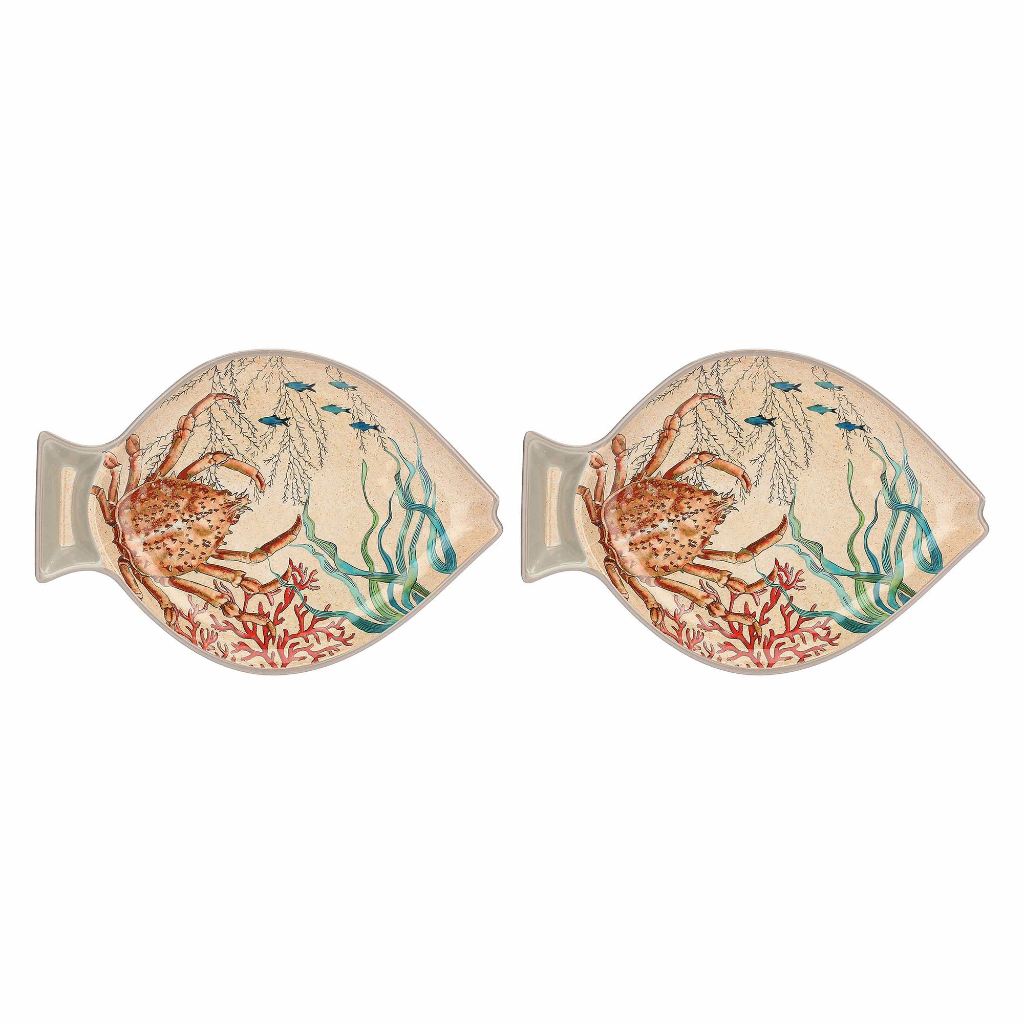 Set of 2 Fish Plates, Melamine, 33x9.1 inches, Sea Life - SIMONA'S COLLECTION