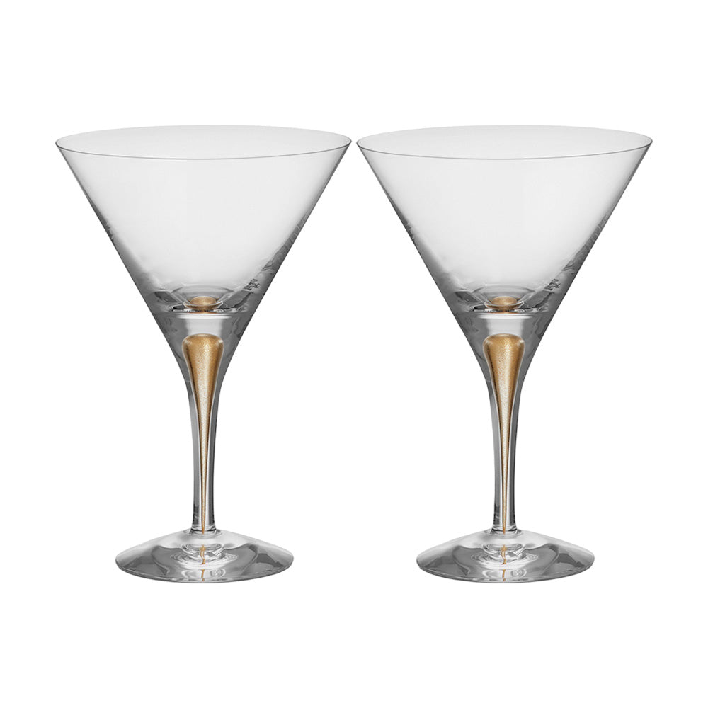 Set of 2 Martini glasses, Intermezzo Gold by Erika Lagerbielke - ORREFORS