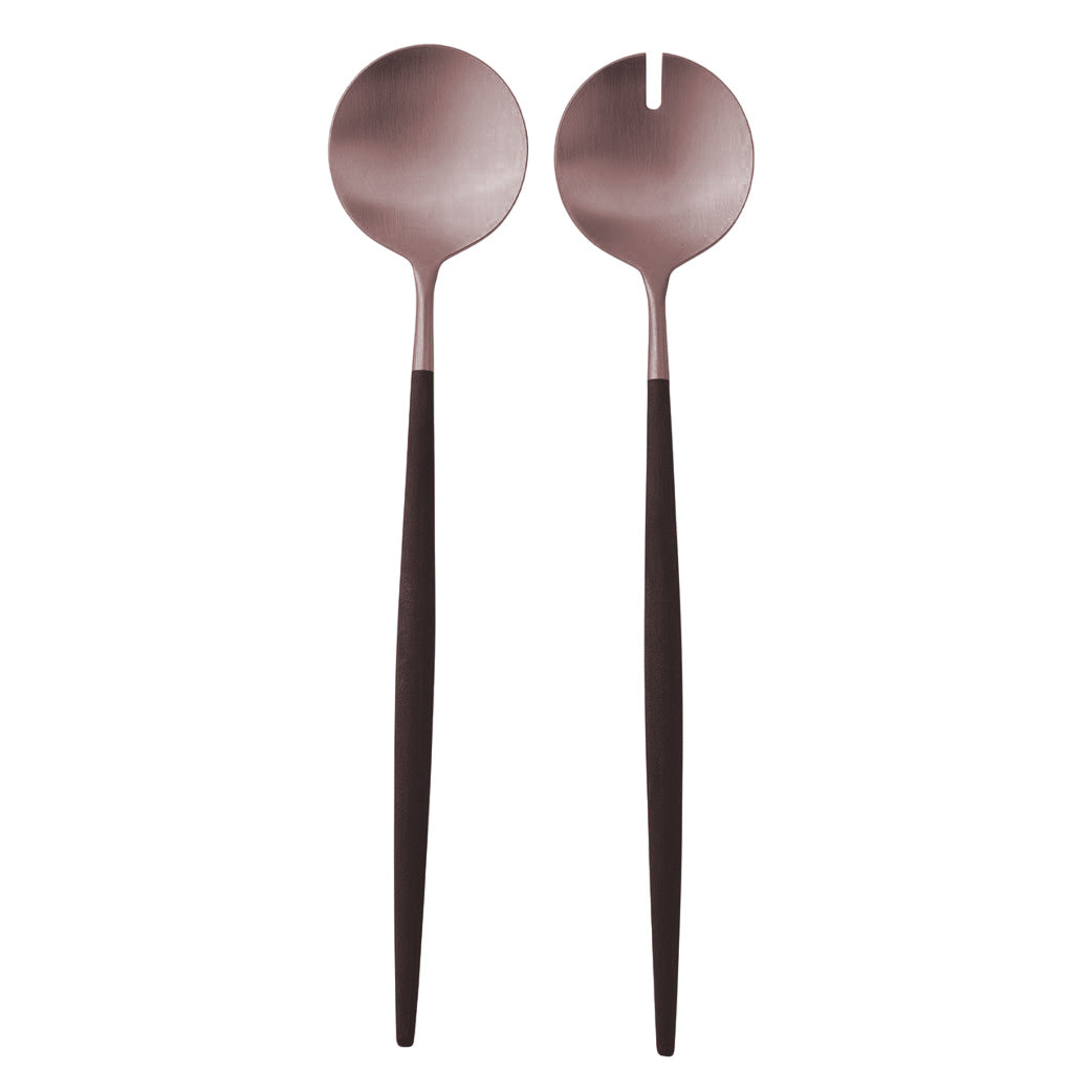 2-Piece Salad Set, 18K Gold-Plated, 11.4 inches, Goa Brown Rose Gold - CUTIPOL