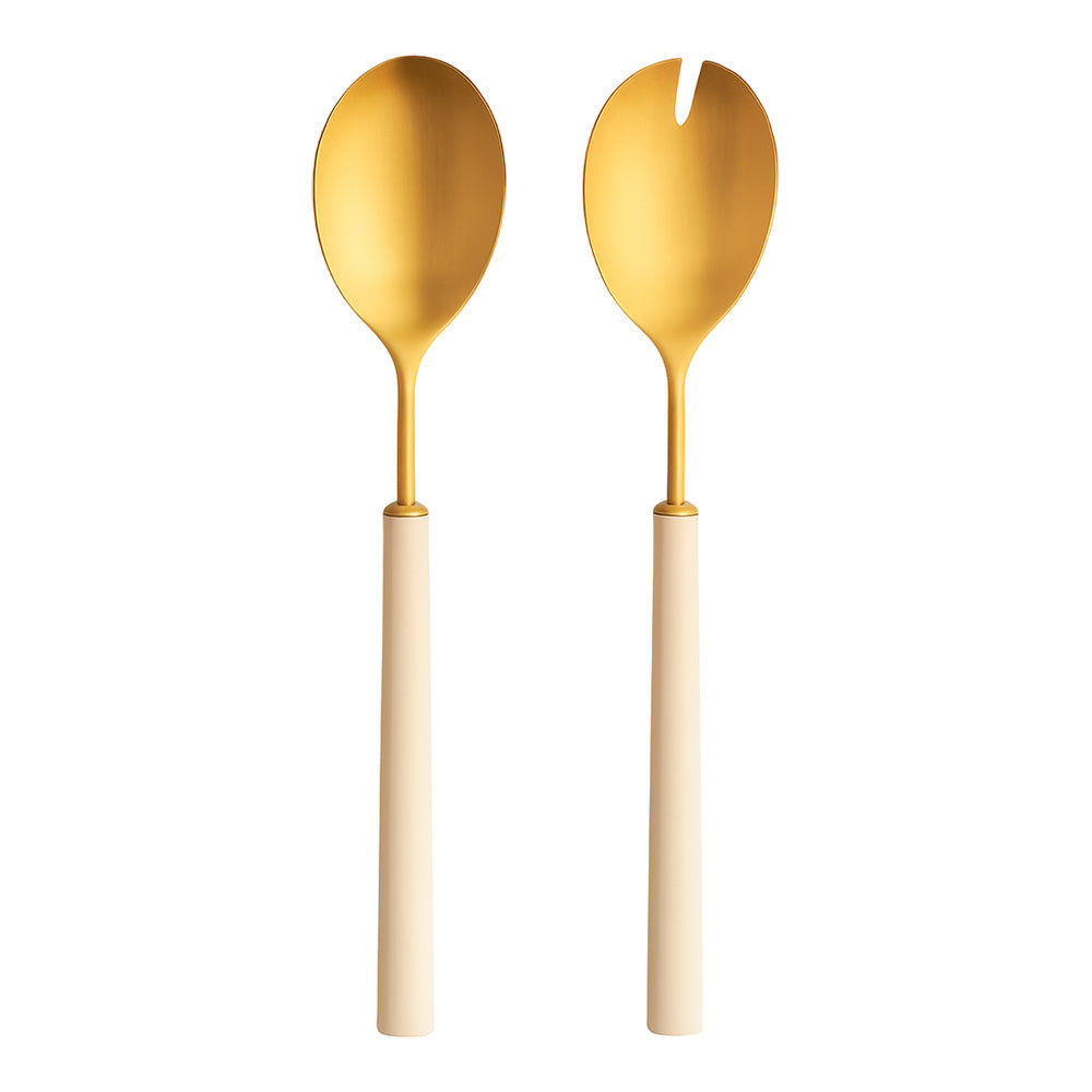 2-Piece Salad Set, Stainless Steel, 9.6 inches, Ebony Ivory Gold - CUTIPOL