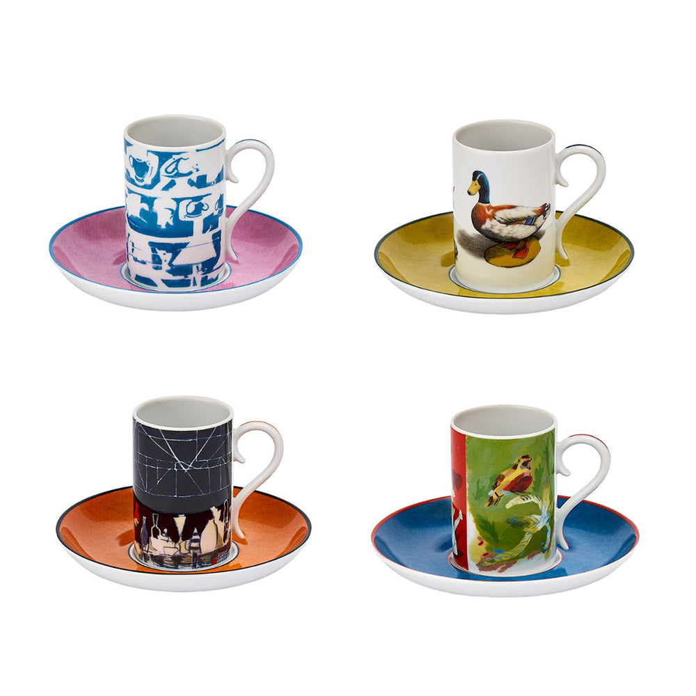 Set of 4 espresso cups and saucers Cardenos de Viagem - VISTA ALEGRE