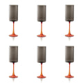 Set of 6 Champagne Glasses, grey/red, Salicornia - SALVIATI