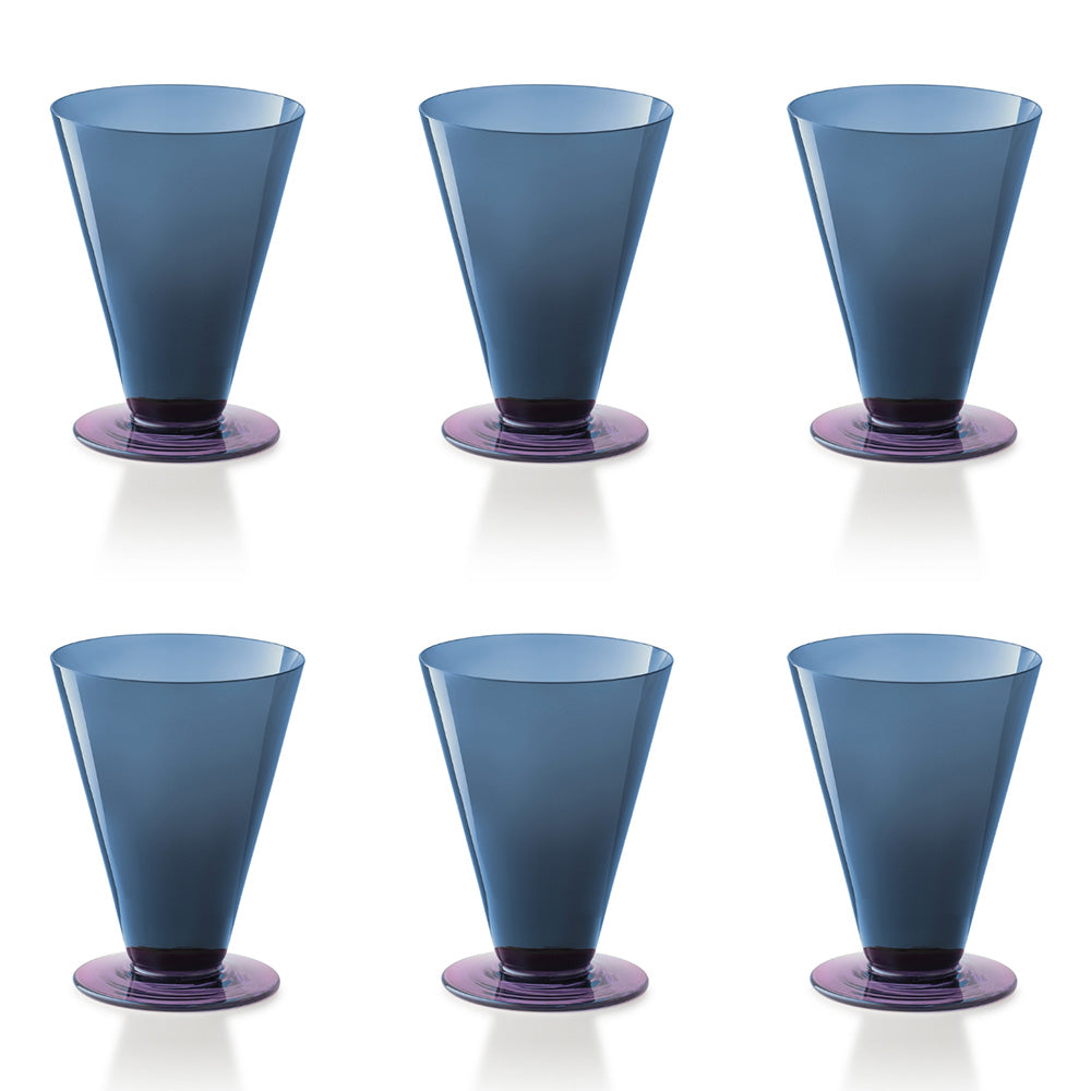 Set of 6 Water Glasses, blue/purple, Salicornia - SALVIATI