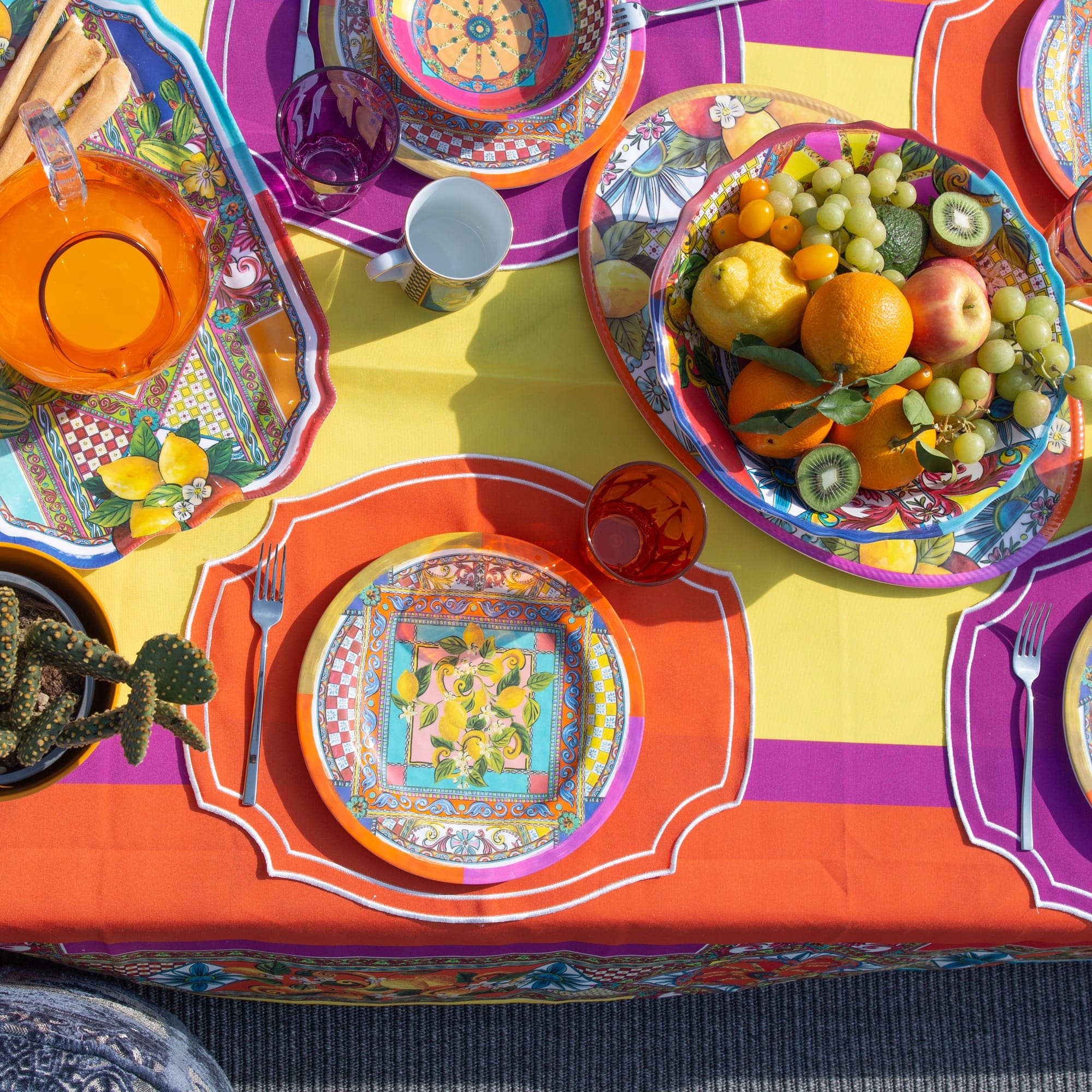 Dinner set, melamine, 18 pieces, Ortigia - BACI MILANO