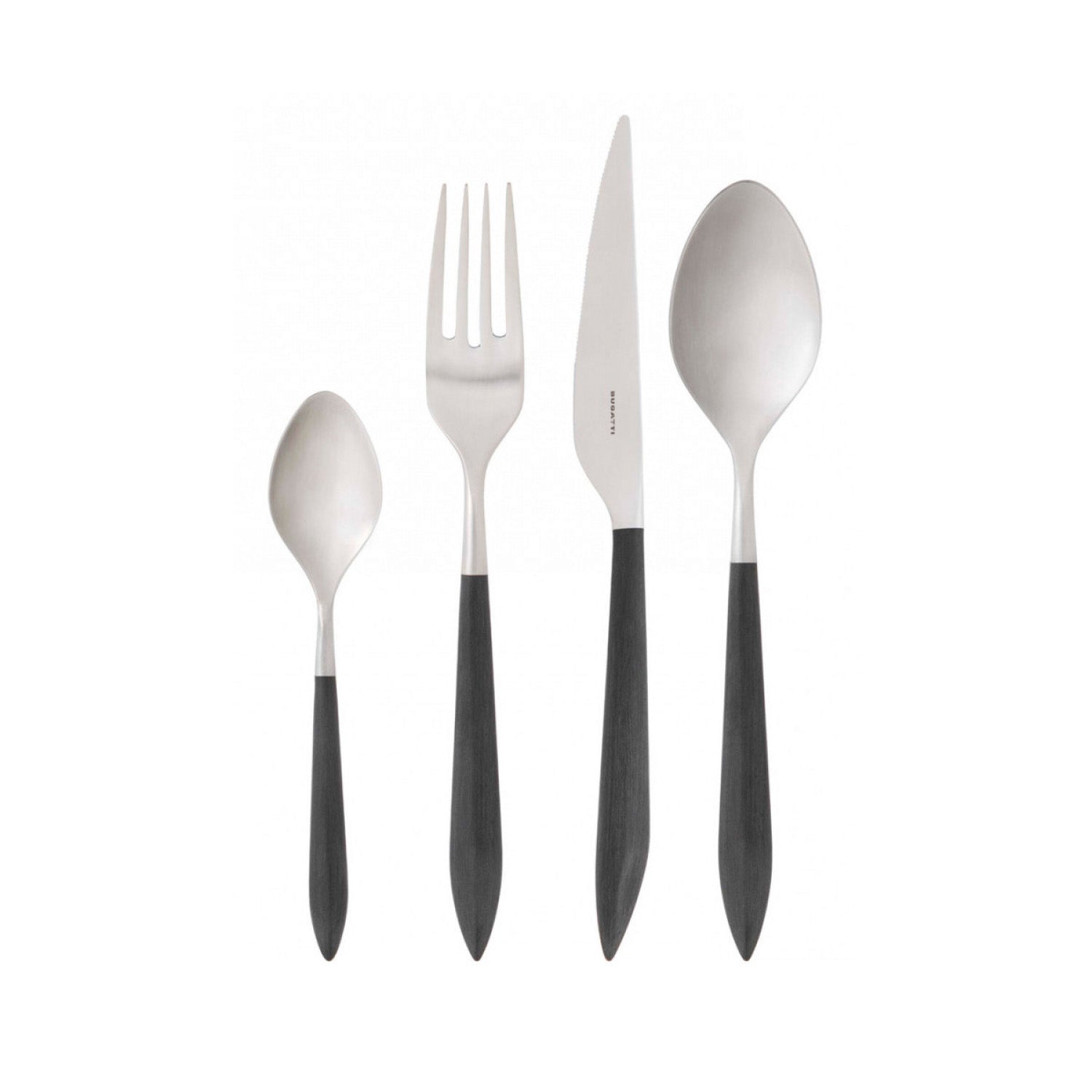 24-Piece Stainless Steel Flatware Set, Black/Steel, Ares - BUGATTI