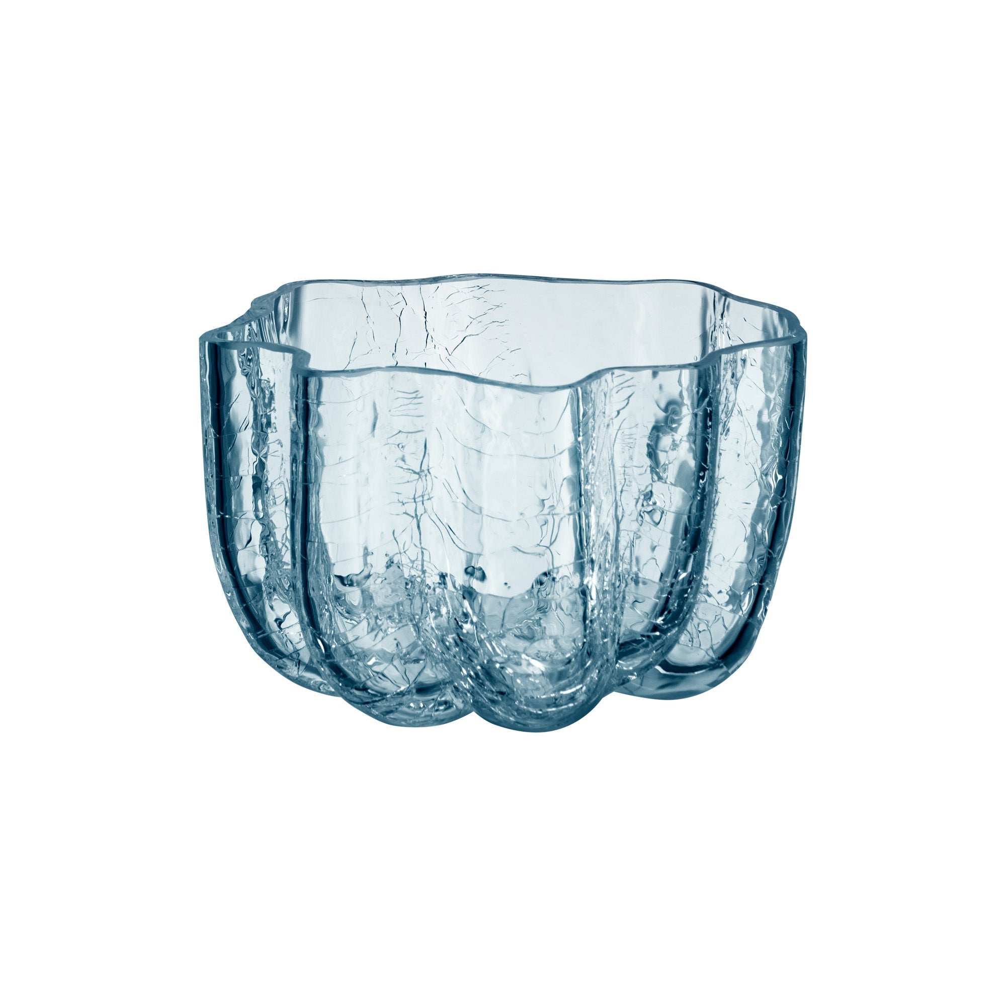 Glass Candle Holder, Blue, 2.3 inches, Crackle by Asa Jungnelius - KOSTA BODA