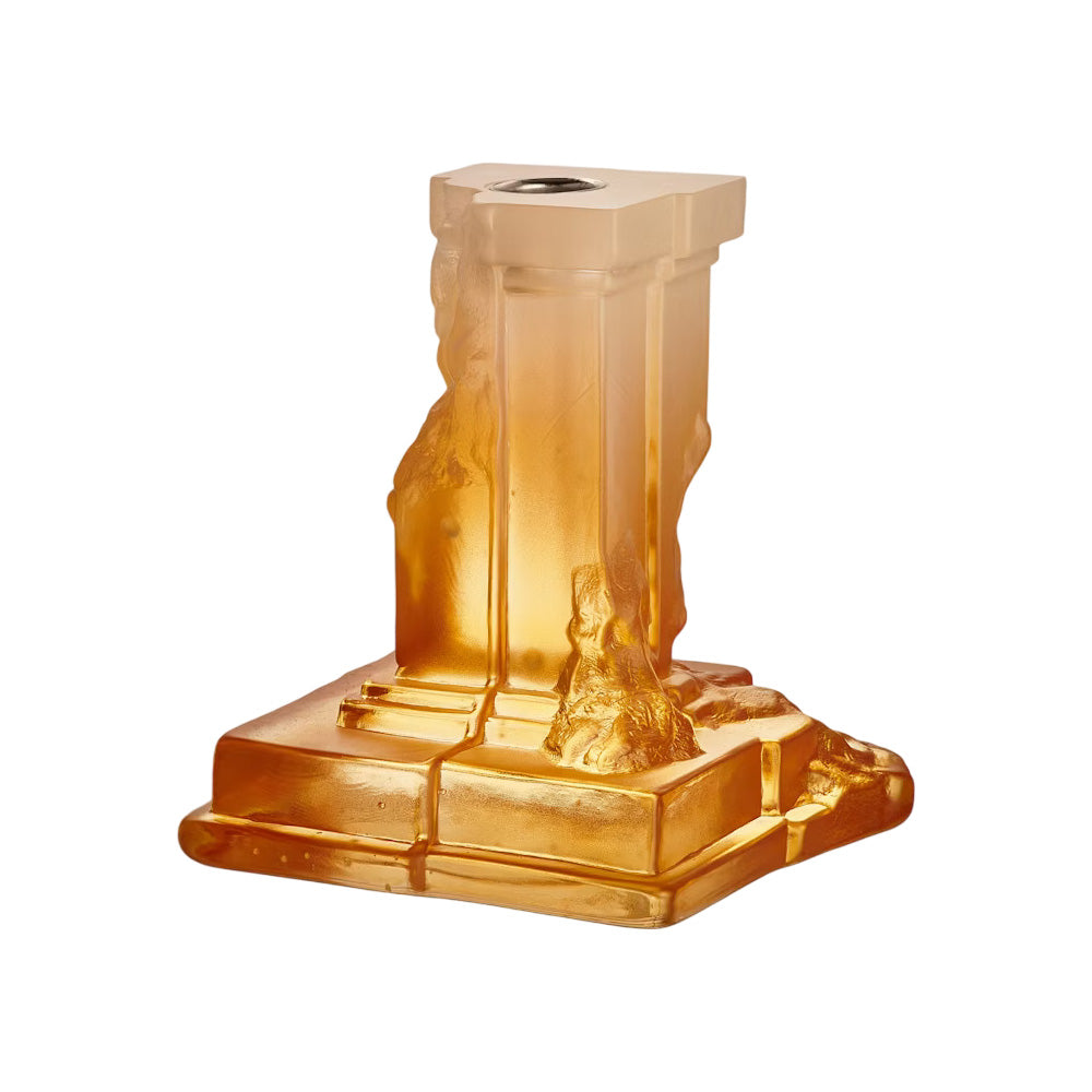 Crystal Glass Candle Holder, Amber Haze, 5.9 inches, Rocky Baroque by Hanna Hansdotter - KOSTA BODA
