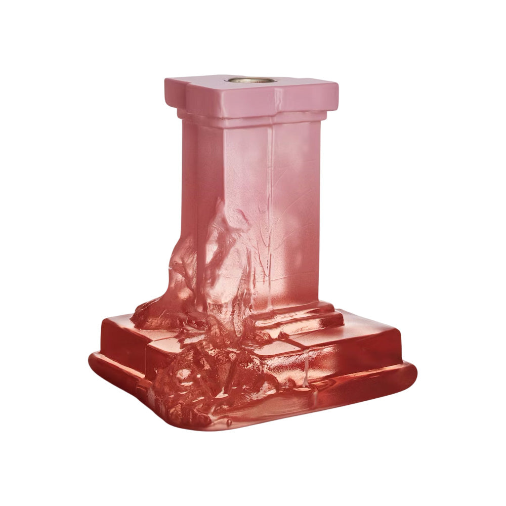 Crystal glass candlestick, Spicy Rose, 5.9 inches, Rocky Baroque by Hanna Hansdotter - KOSTA BODA