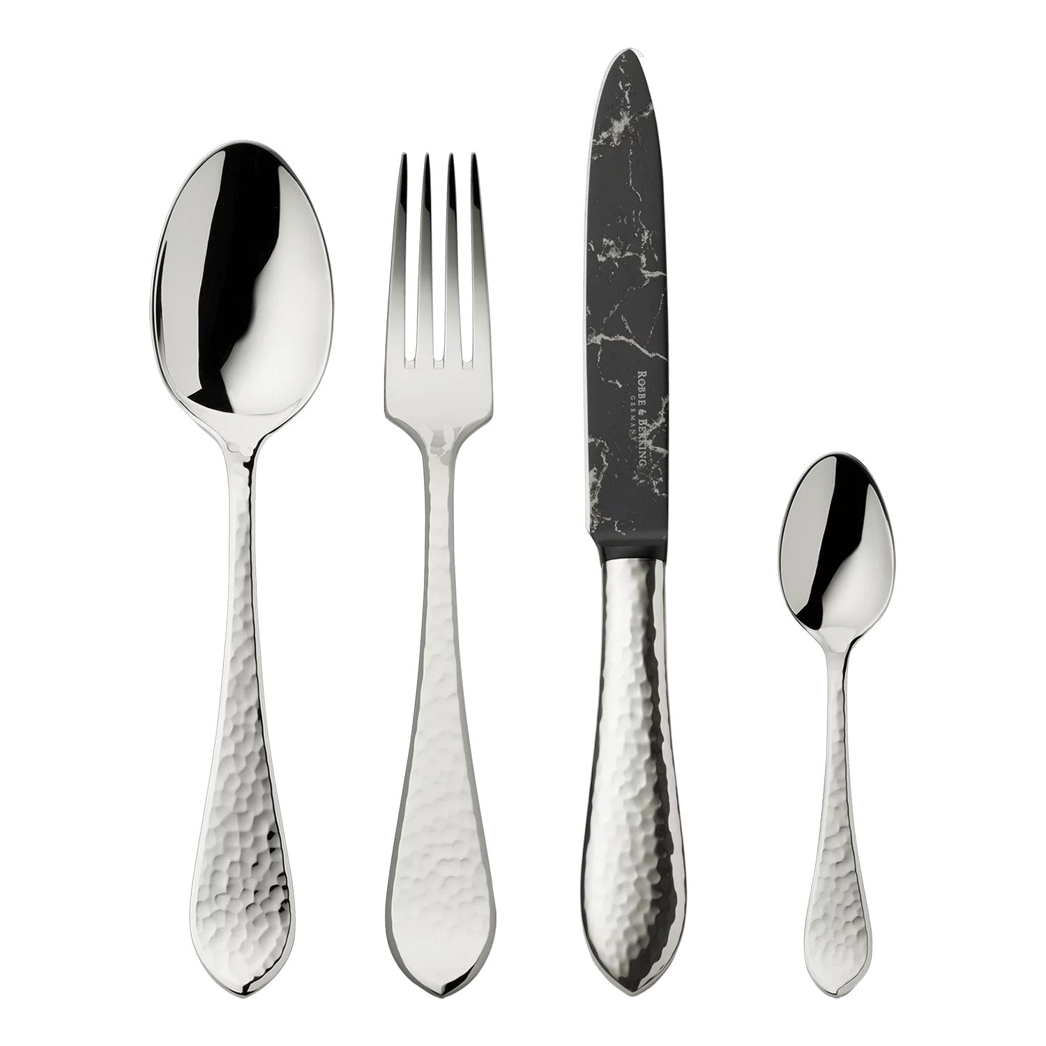 Silver-Plated Flatware Set, 24 Pieces, Martele Marble Cut - ROBBE & BERKING
