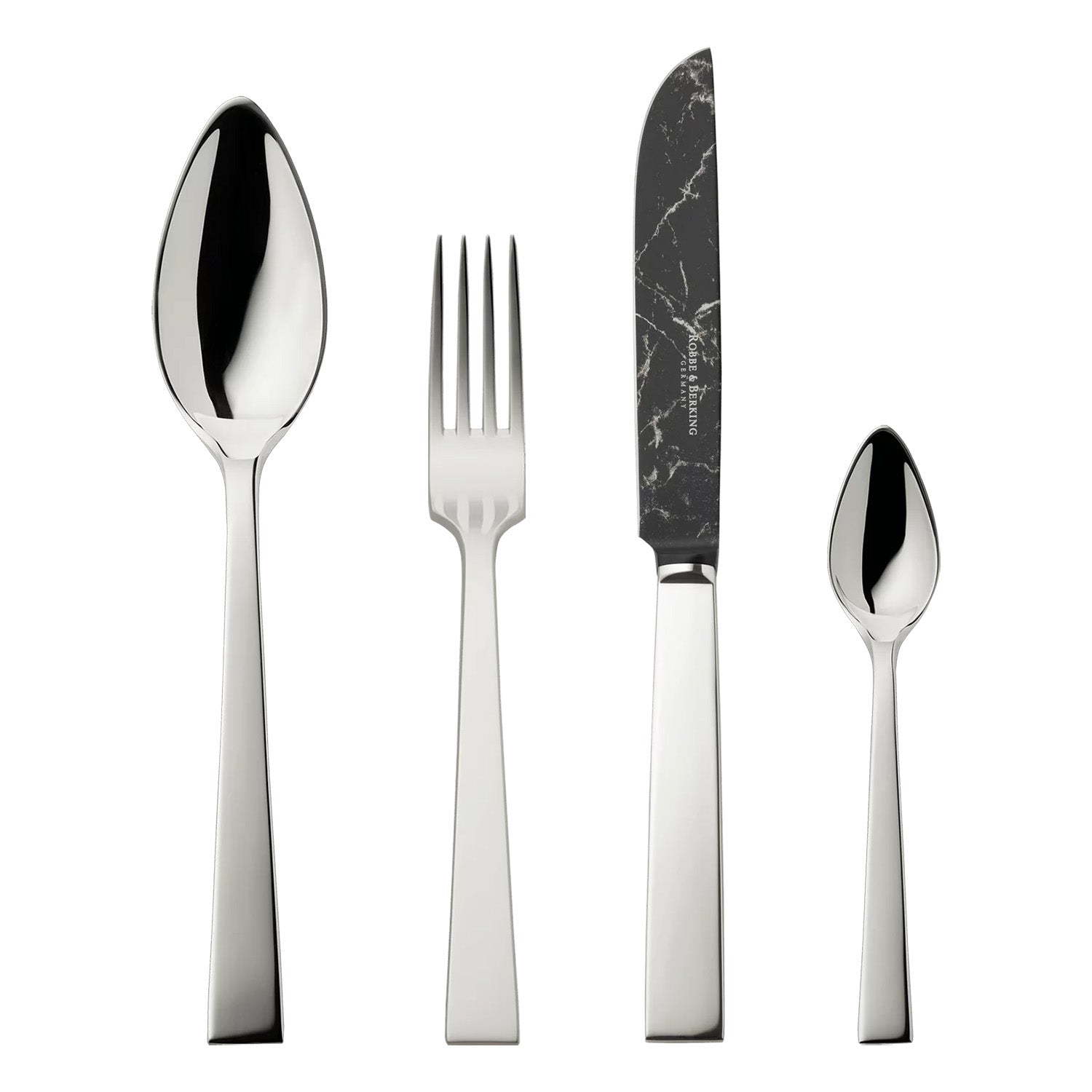 Silver-Plated Flatware Set, 24 Pieces, Riva Marble Cut - ROBBE & BERKING