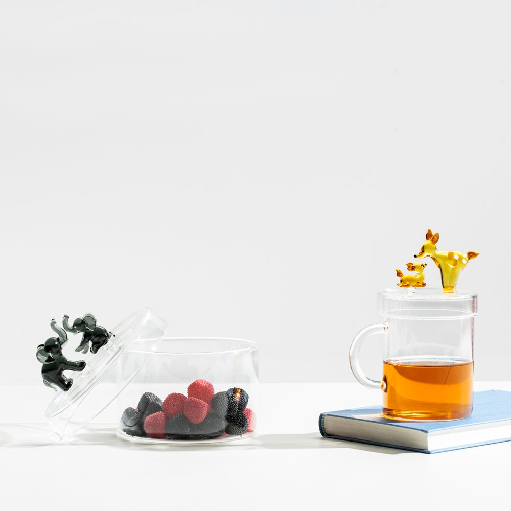 Mug with lid, deer family, Tender Ties by Alessandra Baldereschi - ICHENDORF