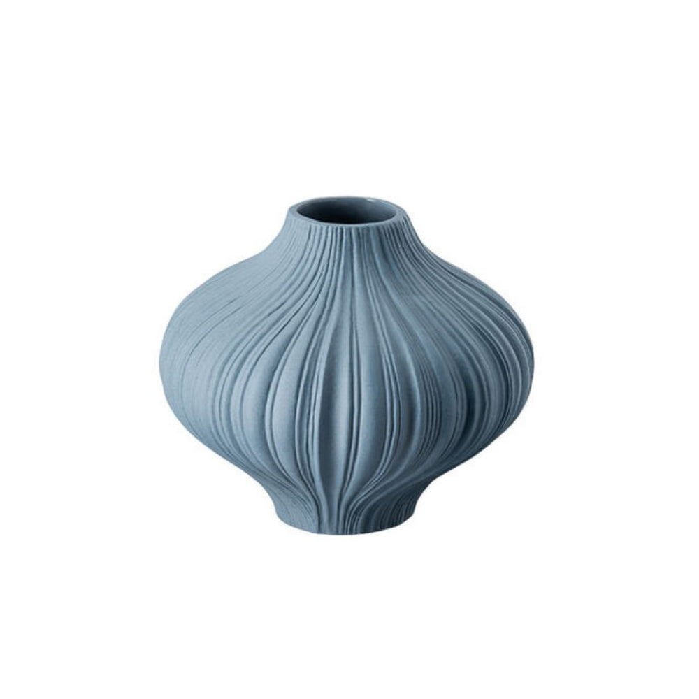 Blue porcelain vase, 3.1 inches, Plissee Pacific by Martin Freyer - ROSENTHAL