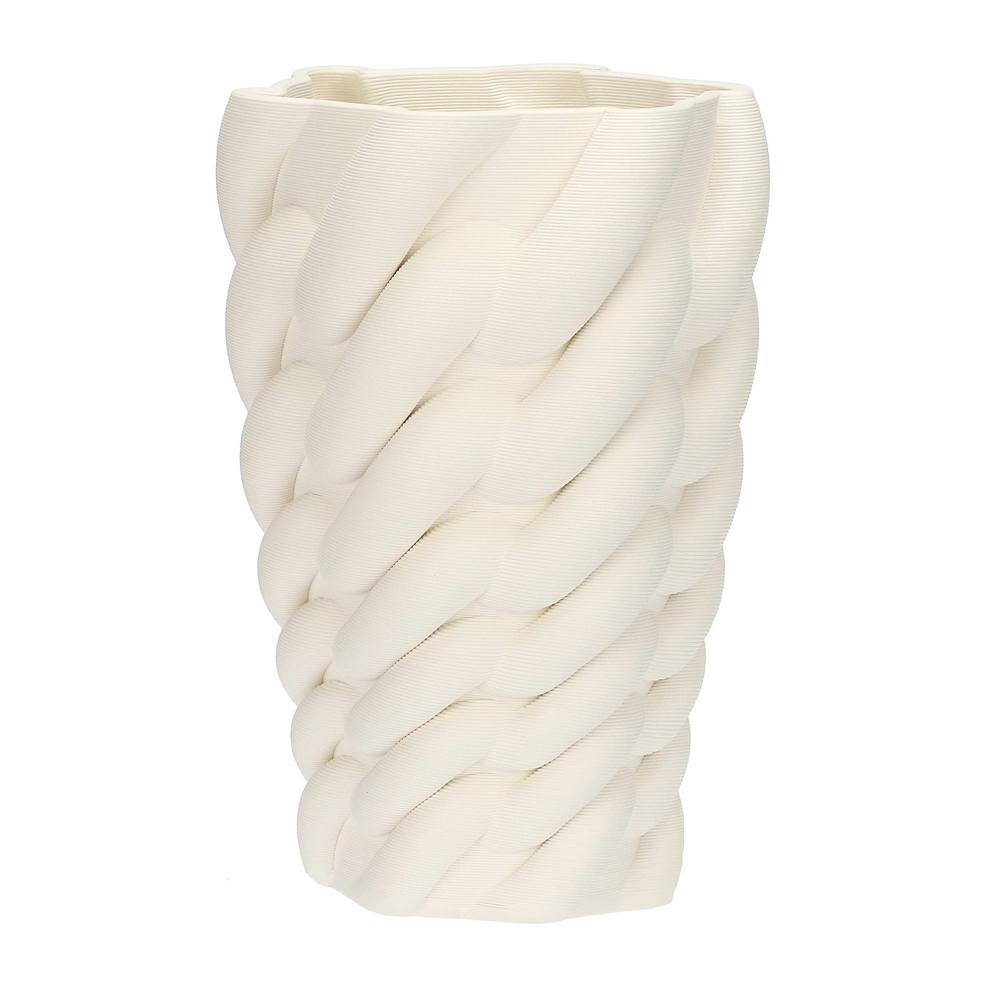 Porcelain Vase, Trama Weaving, White, 24x15.0 inches - SIMONA'S COLLECTION