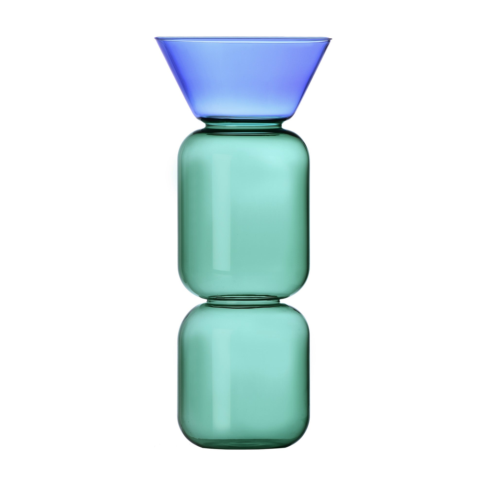 Glass vase, 12.2 in, teal/blue, Gelee - ICHENDORF