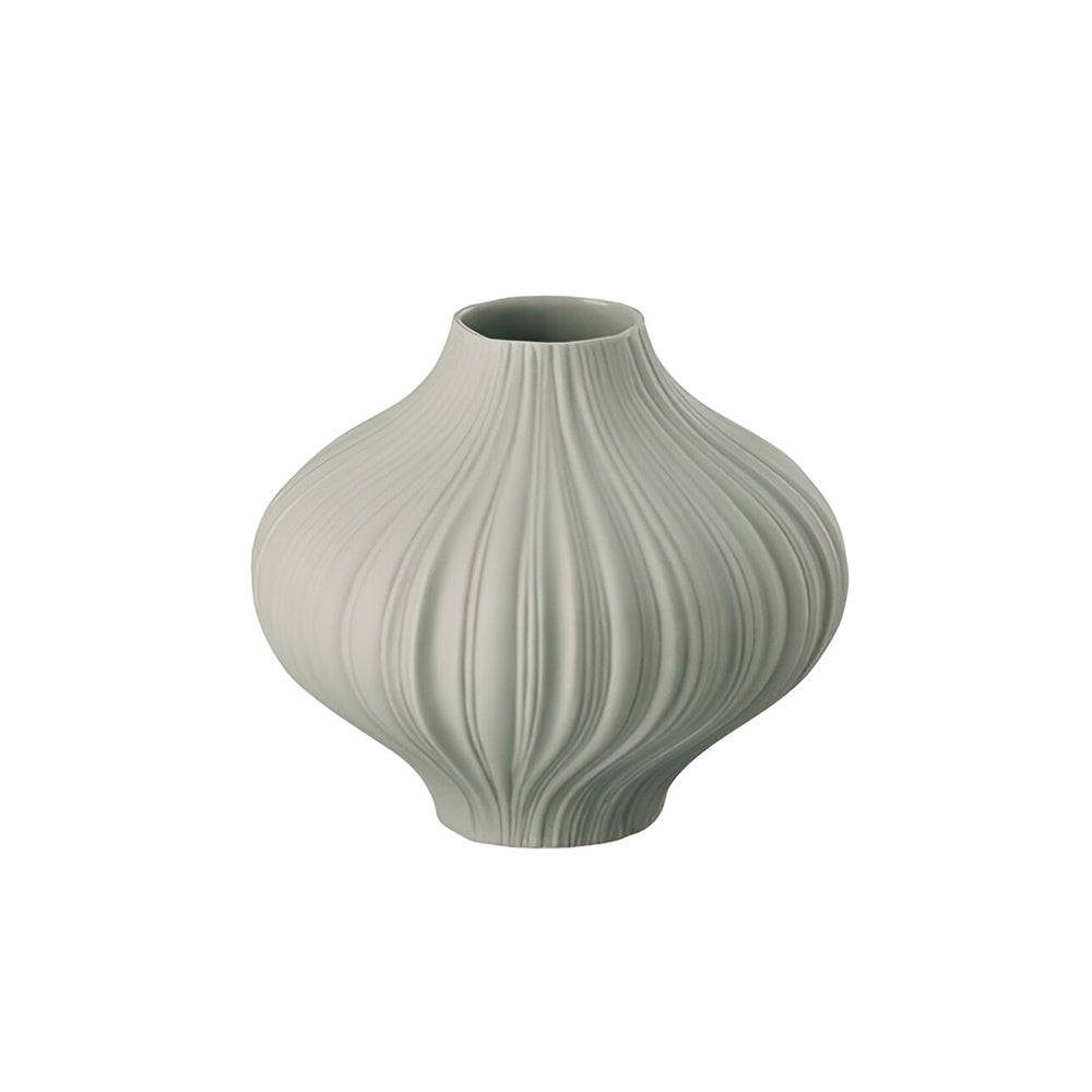 Gray porcelain vase, 3.1 inches, Plissee Lava by Martin Freyer - ROSENTHAL