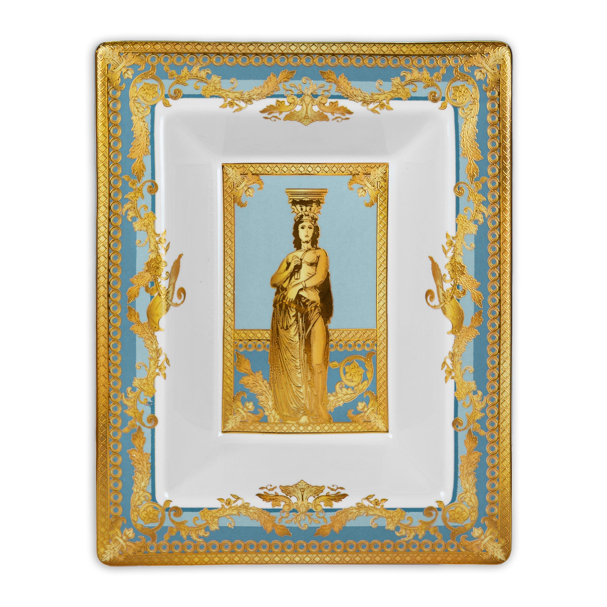 Vide-poche, porcelain, 19.5x6.1 inches, Blue, Minerva - BACI MILANO