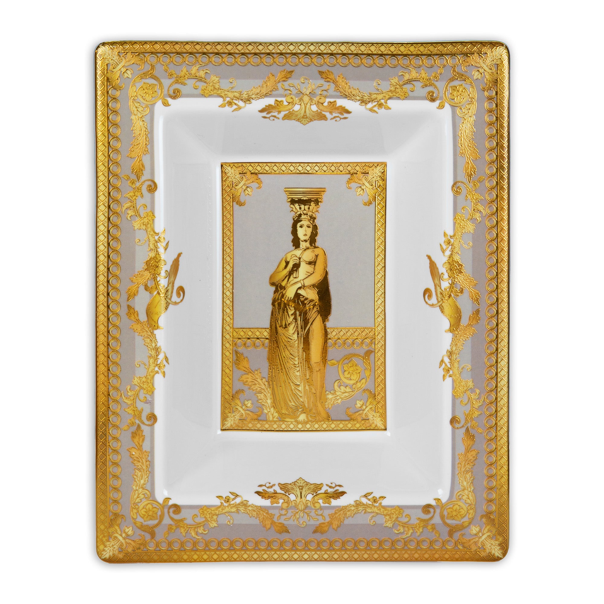 Vide-poche, porcelain, 19.5x6.1 inches, Greige, Minerva - BACI MILANO