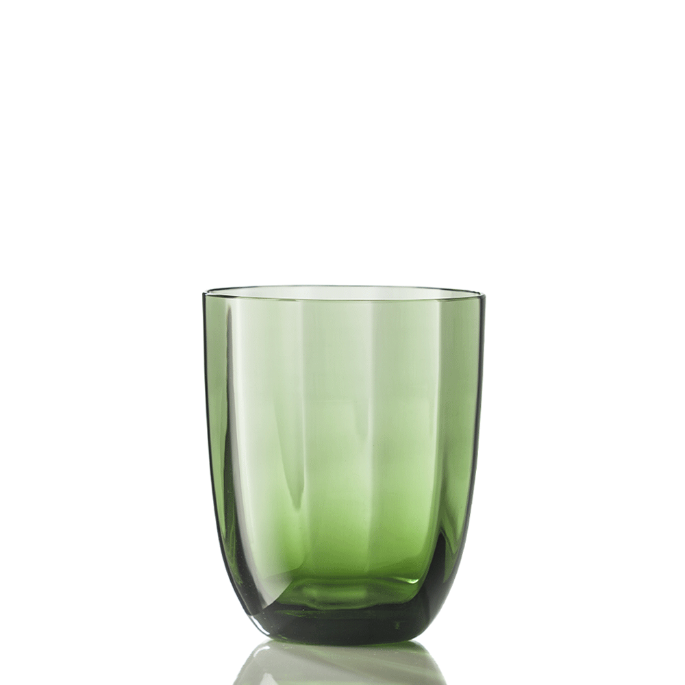 Water glass, 3.9 in, Optic Soraya Green, Idra - SIMONA'S COLLECTION