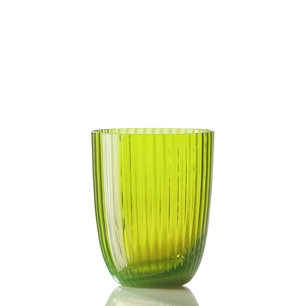 Water glass, 3.9 in, Striped Acid Green, Idra - SIMONA'S COLLECTION