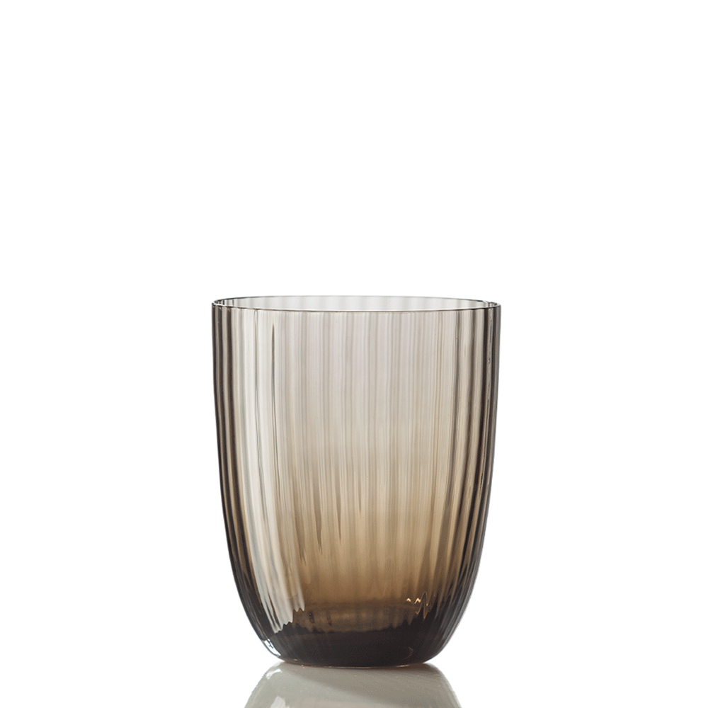 Water glass, 3.9 in, Striped Brown, Idra - SIMONA'S COLLECTION