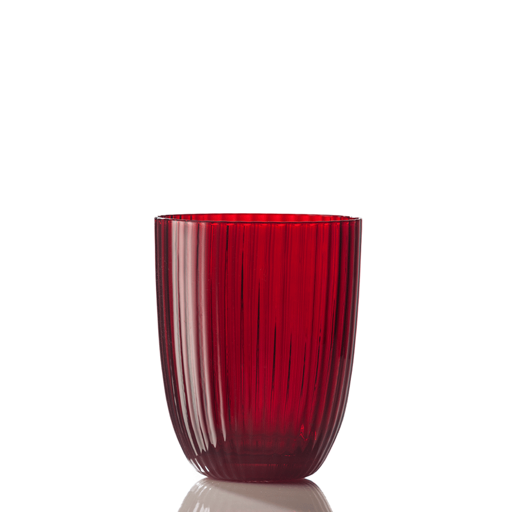 Water glass, 3.9 in, Striped Red, Idra - SIMONA'S COLLECTION