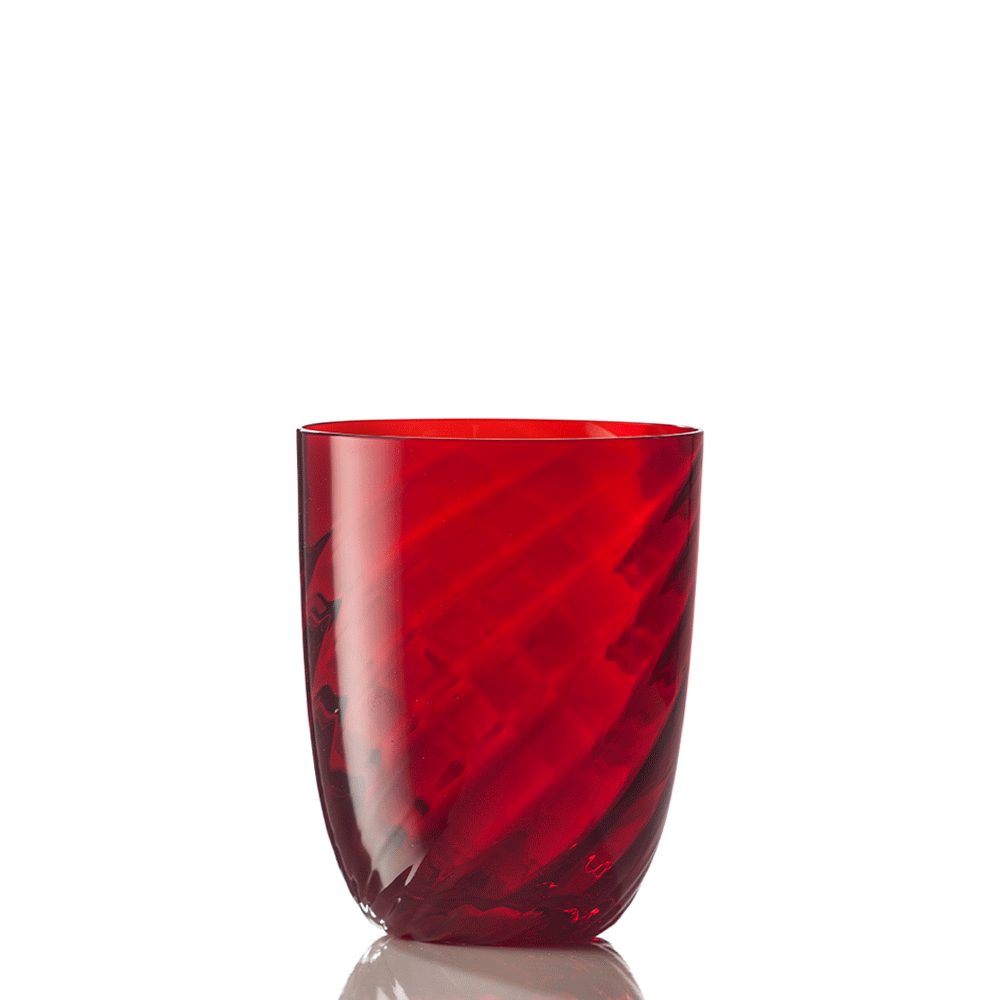 Water glass, 3.9 in, Twisted Red, Idra - SIMONA'S COLLECTION