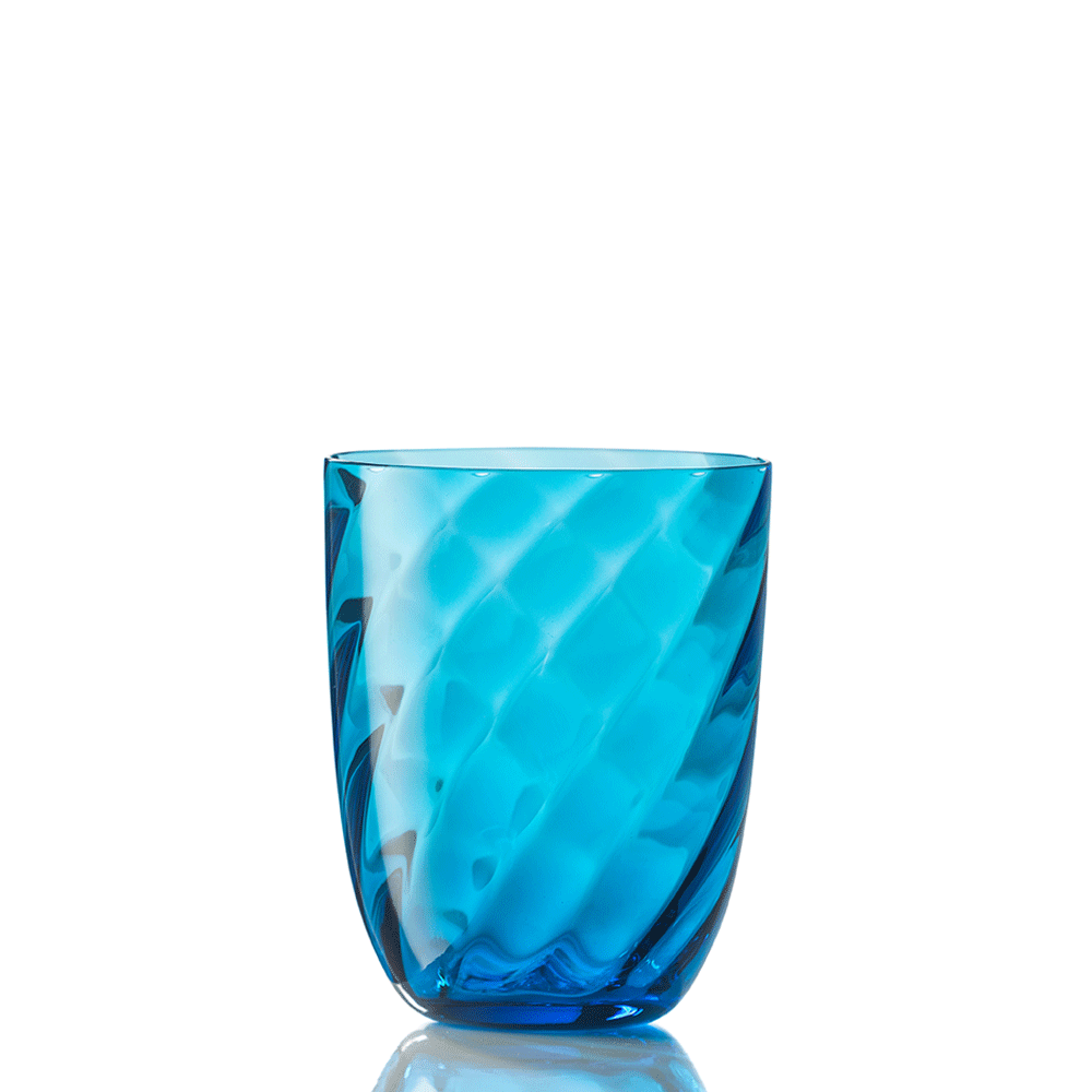 Water glass, 3.9 in, Twisted Turquoise, Idra - SIMONA'S COLLECTION