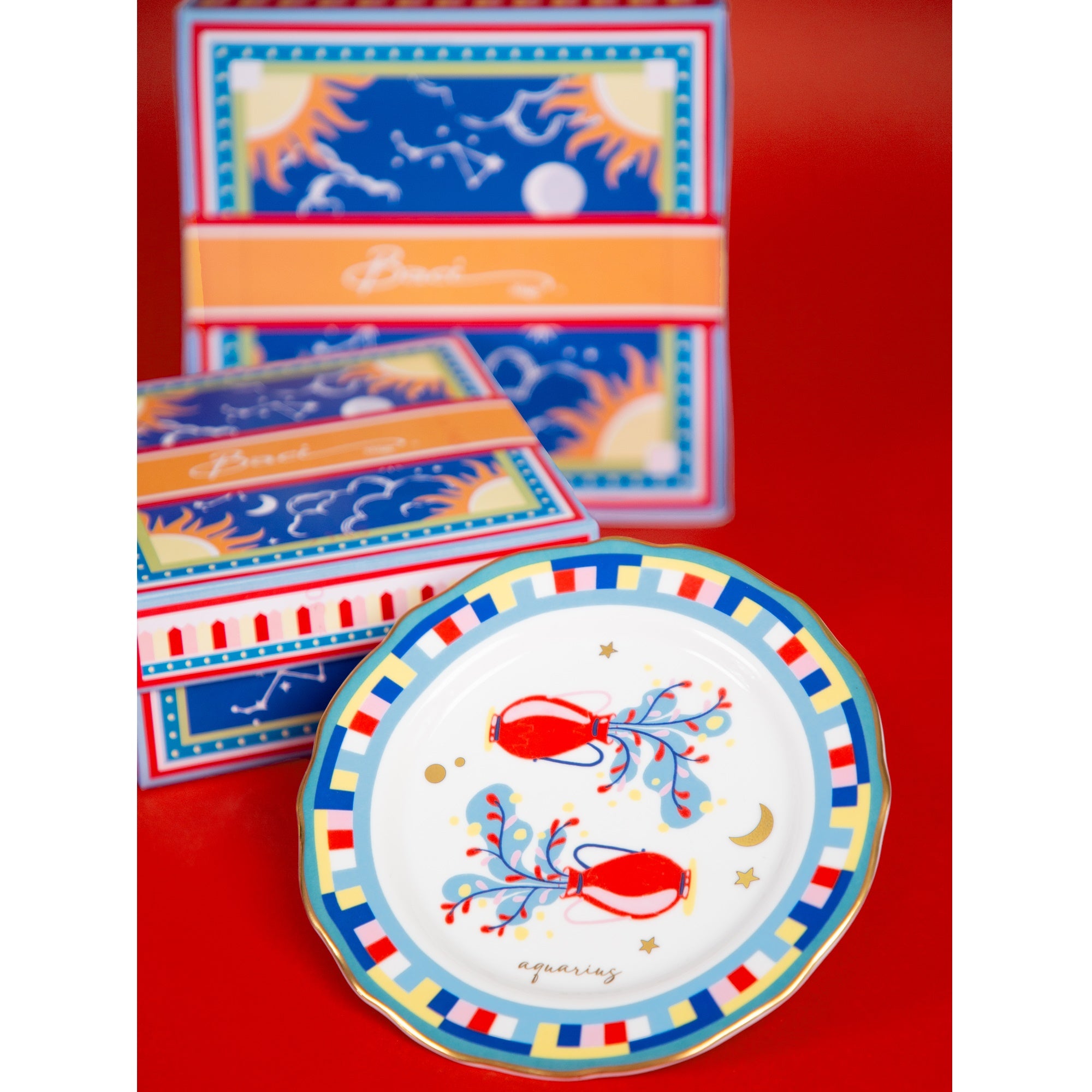 Bread and butter plate, porcelain, 6.3 inches, Zodiac Vibe Libra - BACI MILANO