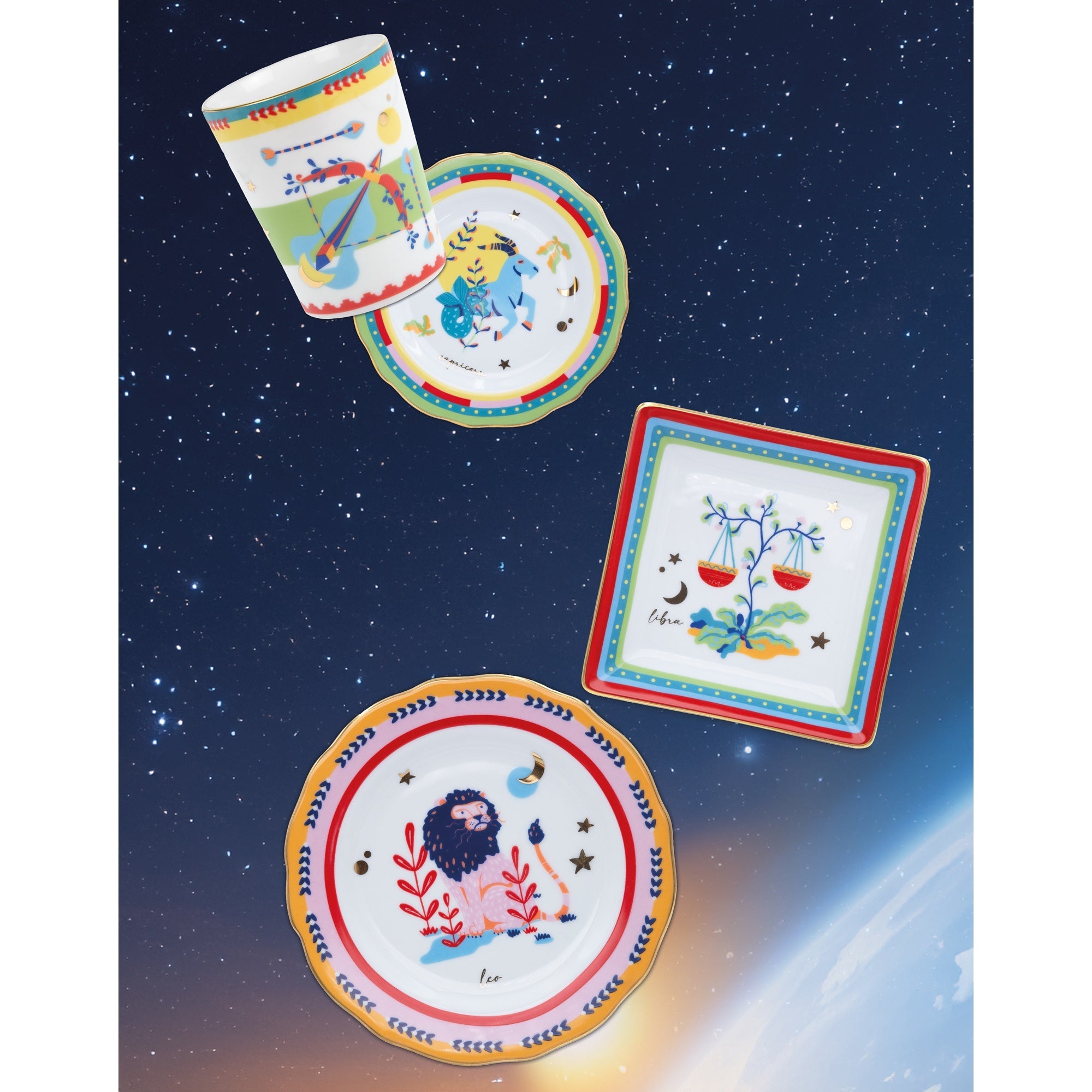 Bread and butter plate, porcelain, 6.3 inches, Zodiac Vibe Sagittarius - BACI MILANO